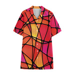 Stained Glass Mosaic Pattern Print Cotton Hawaiian Shirt