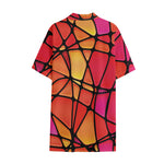 Stained Glass Mosaic Pattern Print Cotton Hawaiian Shirt