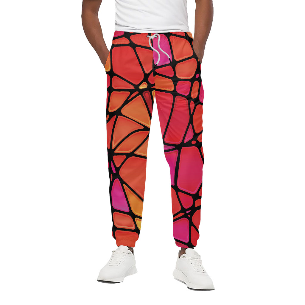 Stained Glass Mosaic Pattern Print Cotton Pants