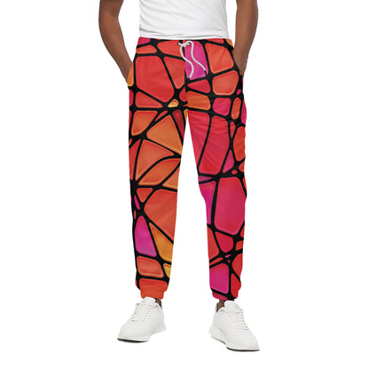 Stained Glass Mosaic Pattern Print Cotton Pants