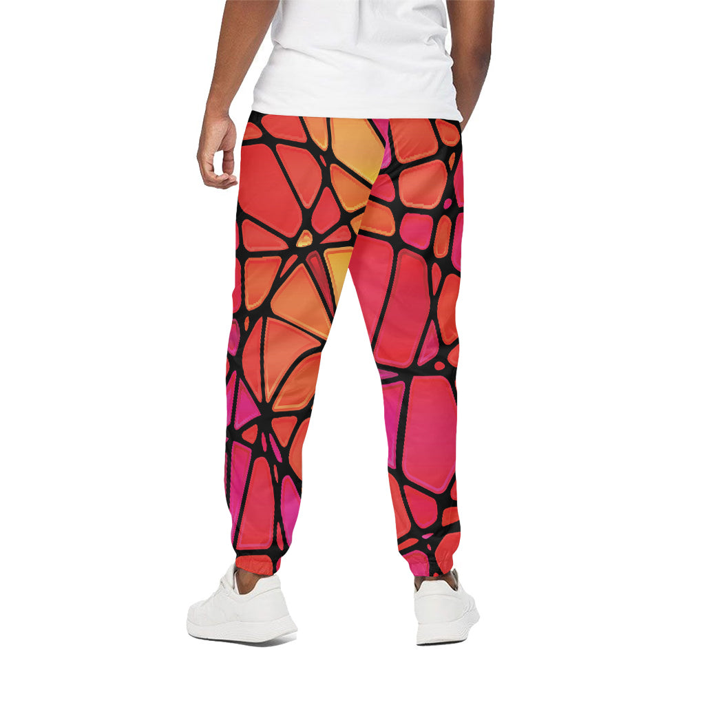 Stained Glass Mosaic Pattern Print Cotton Pants