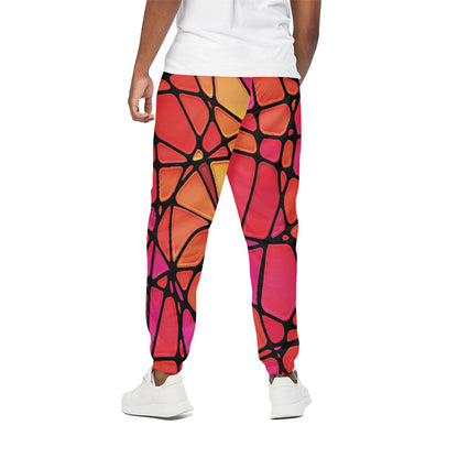 Stained Glass Mosaic Pattern Print Cotton Pants