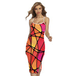 Stained Glass Mosaic Pattern Print Cross Back Cami Dress