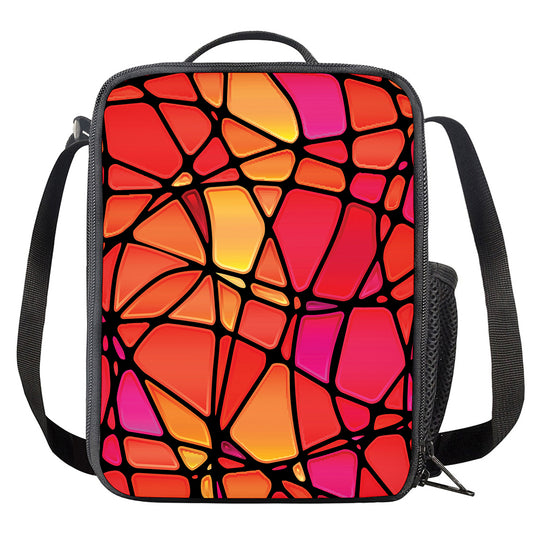 Stained Glass Mosaic Pattern Print Crossbody Lunch Bag
