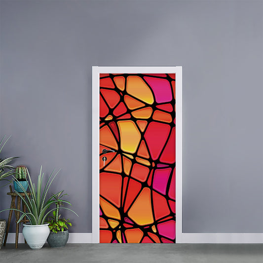 Stained Glass Mosaic Pattern Print Door Sticker