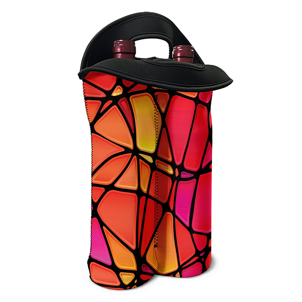Stained Glass Mosaic Pattern Print Double Neoprene Wine Tote