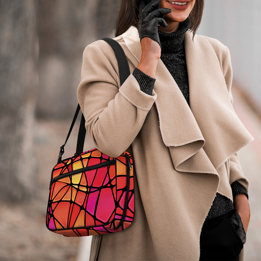 Stained Glass Mosaic Pattern Print Double Strap Bible Bag
