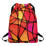 Stained Glass Mosaic Pattern Print Drawstring Backpack