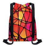 Stained Glass Mosaic Pattern Print Drawstring Backpack