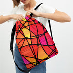 Stained Glass Mosaic Pattern Print Drawstring Backpack