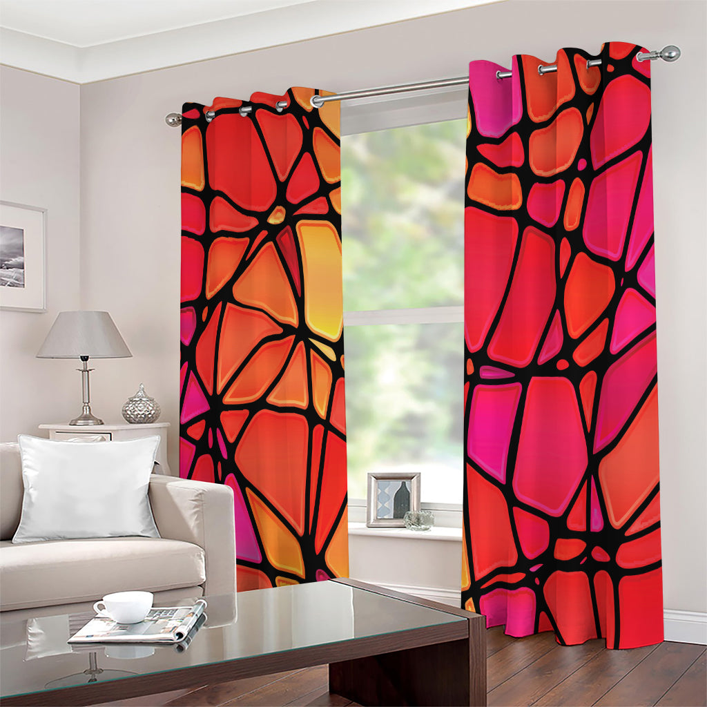 Stained Glass Mosaic Pattern Print Extra Wide Grommet Curtains