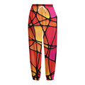 Stained Glass Mosaic Pattern Print Fleece Lined Knit Pants