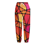 Stained Glass Mosaic Pattern Print Fleece Lined Knit Pants