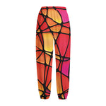 Stained Glass Mosaic Pattern Print Fleece Lined Knit Pants