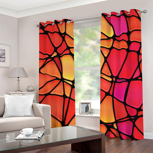 Stained Glass Mosaic Pattern Print Grommet Curtains