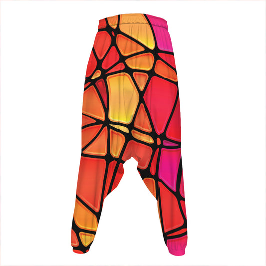 Stained Glass Mosaic Pattern Print Hammer Pants