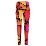 Stained Glass Mosaic Pattern Print High-Waisted Pocket Leggings