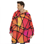 Stained Glass Mosaic Pattern Print Hoodie Blanket
