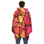 Stained Glass Mosaic Pattern Print Hoodie Blanket
