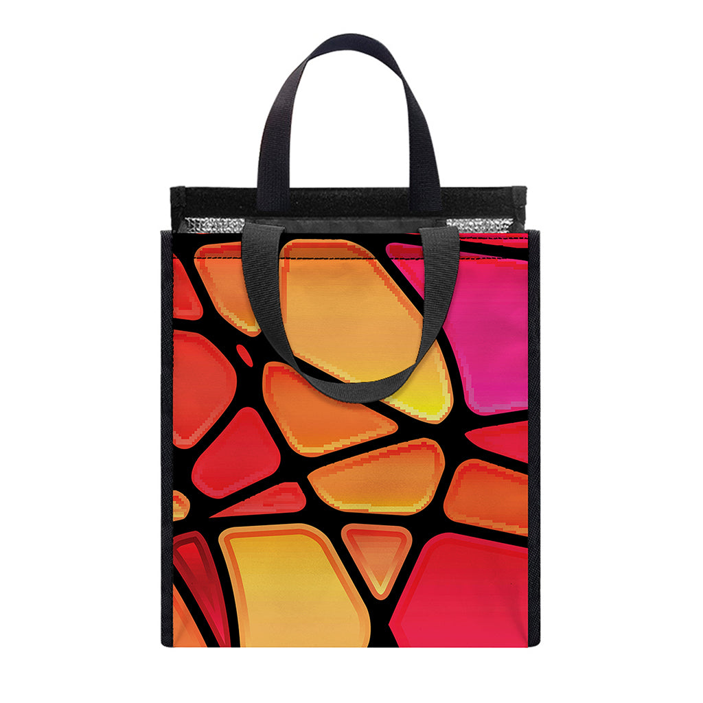 Stained Glass Mosaic Pattern Print Insulated Lunch Tote