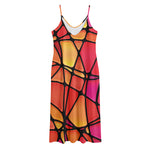Stained Glass Mosaic Pattern Print Jersey Midi Cami Dress