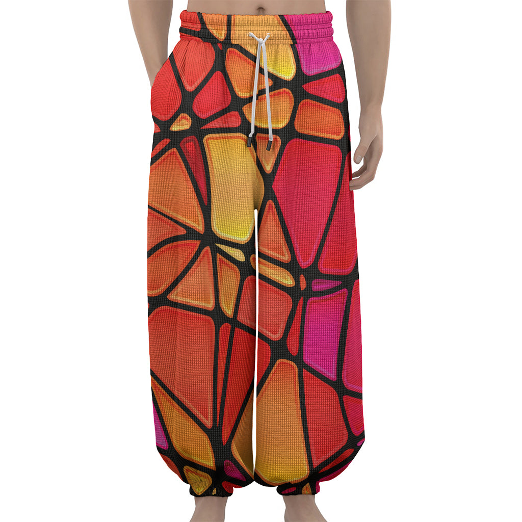 Stained Glass Mosaic Pattern Print Lantern Pants