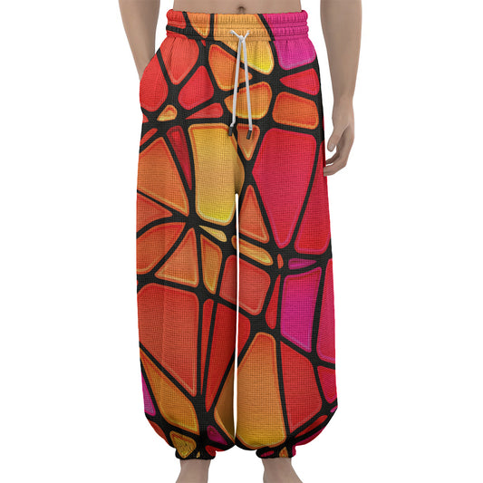 Stained Glass Mosaic Pattern Print Lantern Pants