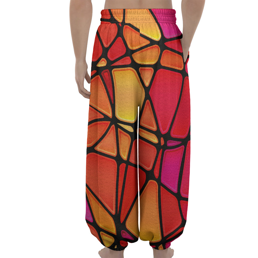 Stained Glass Mosaic Pattern Print Lantern Pants