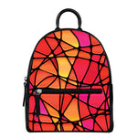 Stained Glass Mosaic Pattern Print Leather Backpack