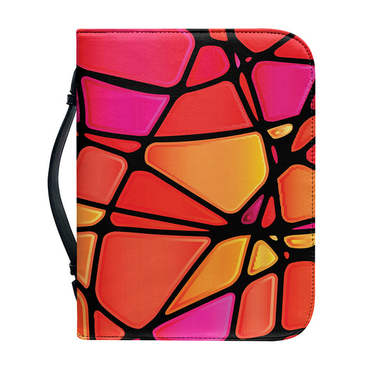 Stained Glass Mosaic Pattern Print Leather Bible Cover
