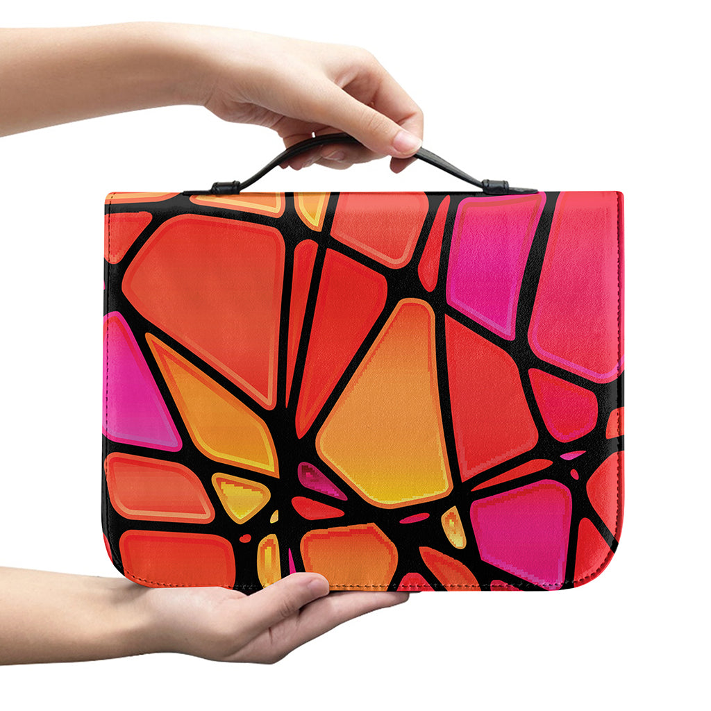 Stained Glass Mosaic Pattern Print Leather Bible Cover