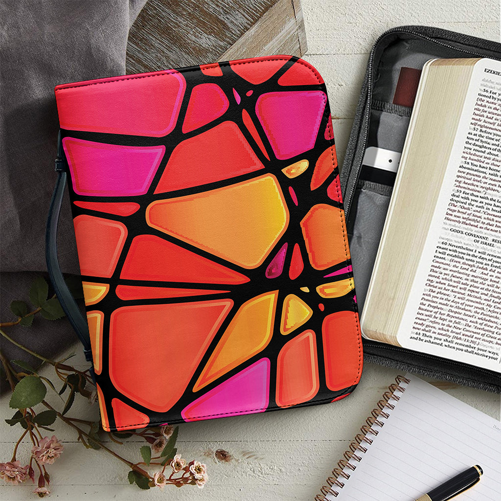 Stained Glass Mosaic Pattern Print Leather Bible Cover
