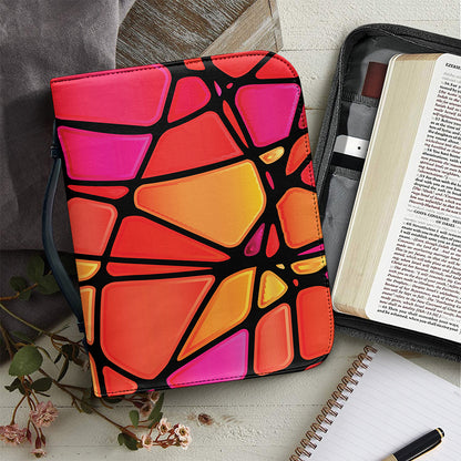 Stained Glass Mosaic Pattern Print Leather Bible Cover