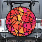 Stained Glass Mosaic Pattern Print Leather Spare Tire Cover