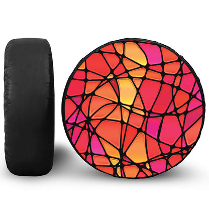 Stained Glass Mosaic Pattern Print Leather Spare Tire Cover