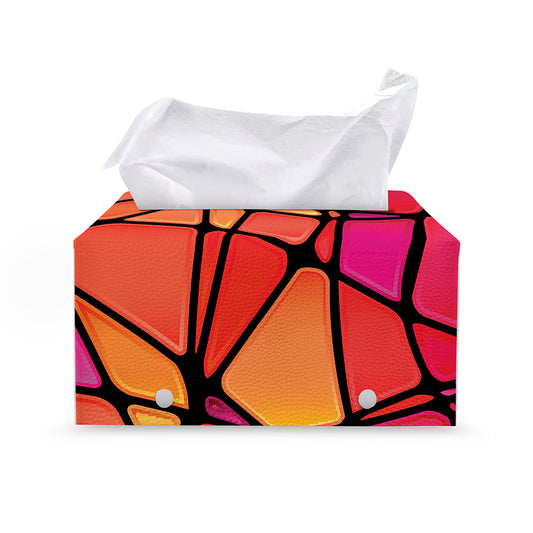 Stained Glass Mosaic Pattern Print Leather Tissue Box Cover