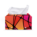 Stained Glass Mosaic Pattern Print Leather Tissue Box Cover
