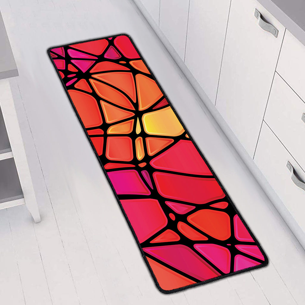 Stained Glass Mosaic Pattern Print Long Kitchen Mat