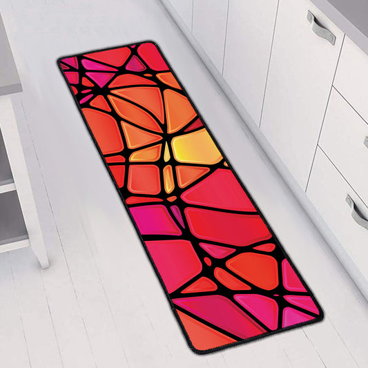 Stained Glass Mosaic Pattern Print Long Kitchen Mat