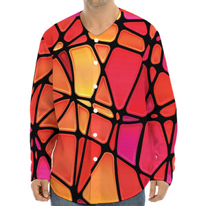 Stained Glass Mosaic Pattern Print Long Sleeve Baseball Jersey