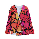 Stained Glass Mosaic Pattern Print Long Sleeve Short Coat
