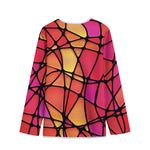 Stained Glass Mosaic Pattern Print Long Sleeve Short Coat