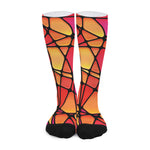 Stained Glass Mosaic Pattern Print Long Socks