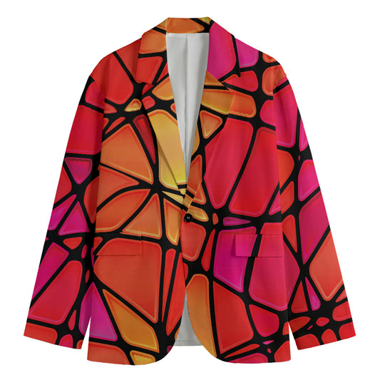 Stained Glass Mosaic Pattern Print Men's Blazer