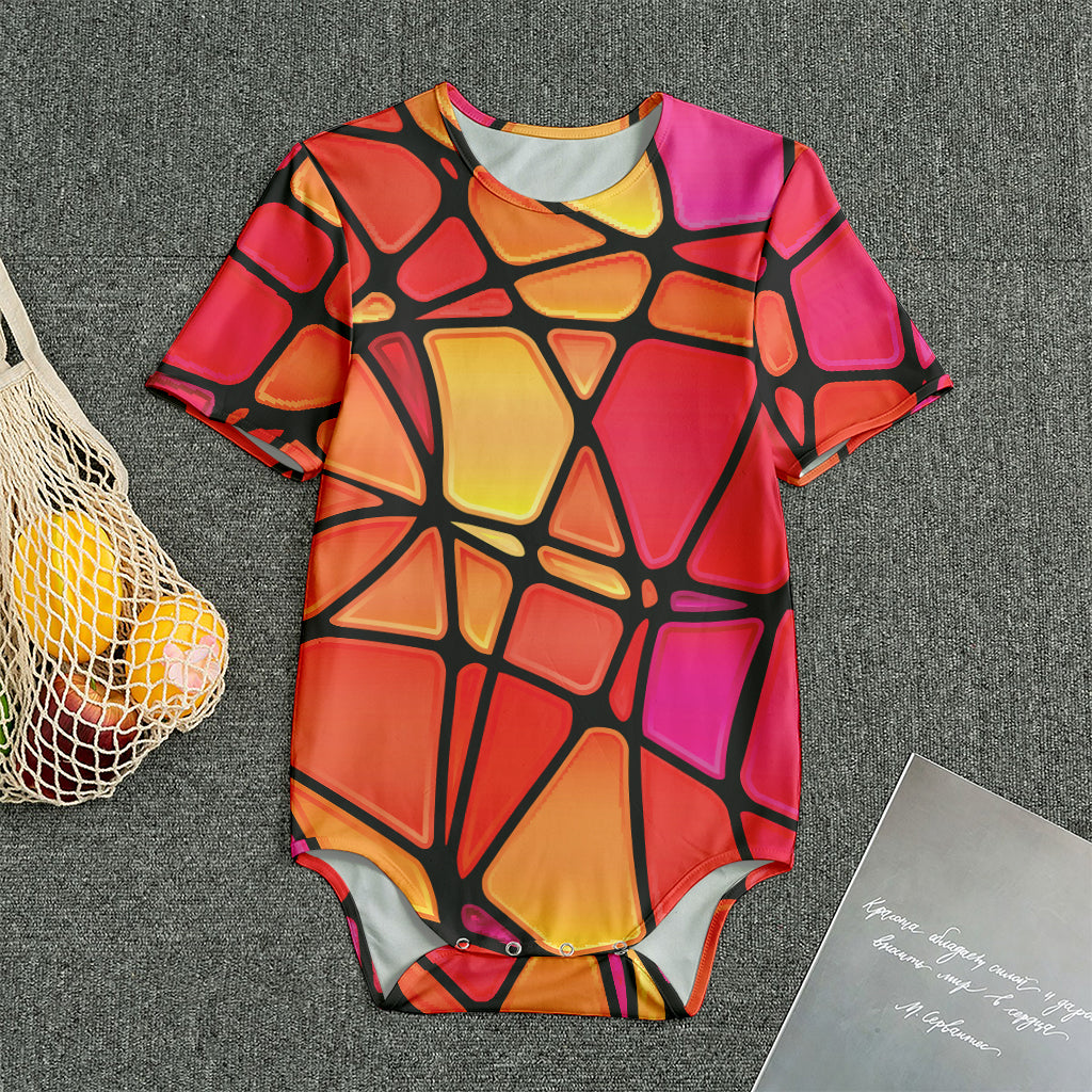 Stained Glass Mosaic Pattern Print Men's Bodysuit