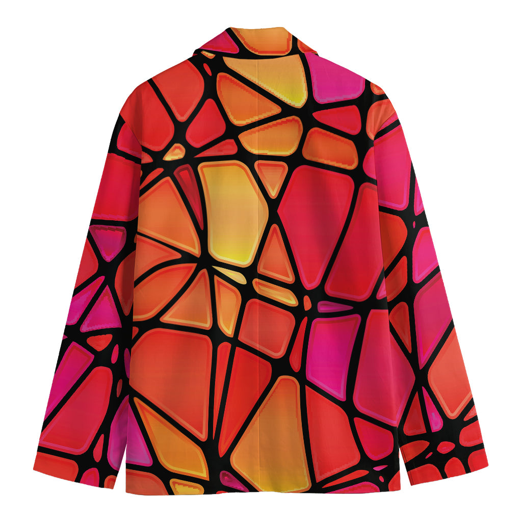 Stained Glass Mosaic Pattern Print Men's Cotton Blazer