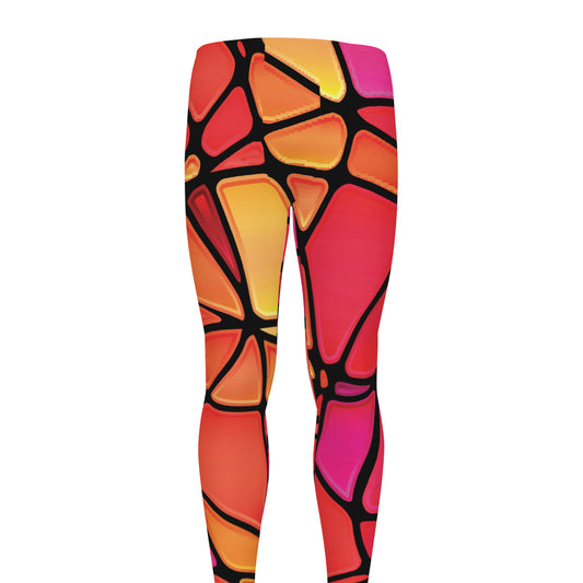 Stained Glass Mosaic Pattern Print Men's leggings