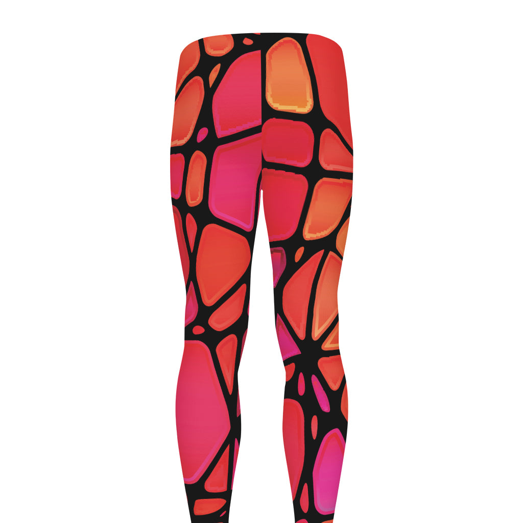 Stained Glass Mosaic Pattern Print Men's leggings
