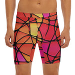 Stained Glass Mosaic Pattern Print Men's Long Boxer Briefs