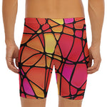 Stained Glass Mosaic Pattern Print Men's Long Boxer Briefs